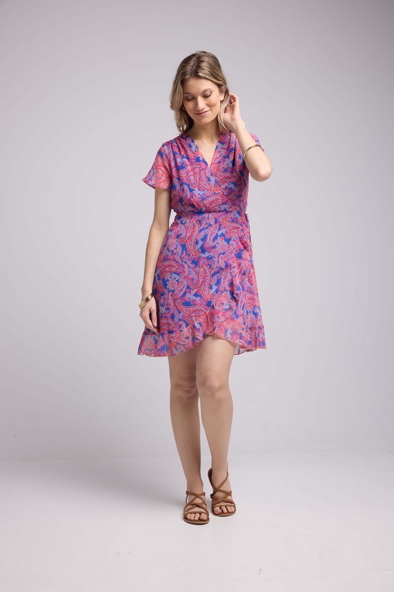 Vestido Corto Manga Corta - Cashmere Azul Rosa