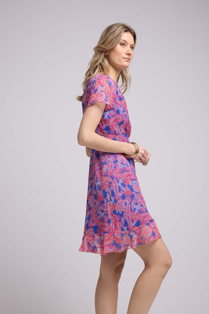 Vestido Corto Manga Corta - Cashmere Azul Rosa