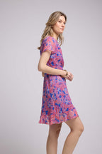 Vestido Corto Manga Corta - Cashmere Azul Rosa