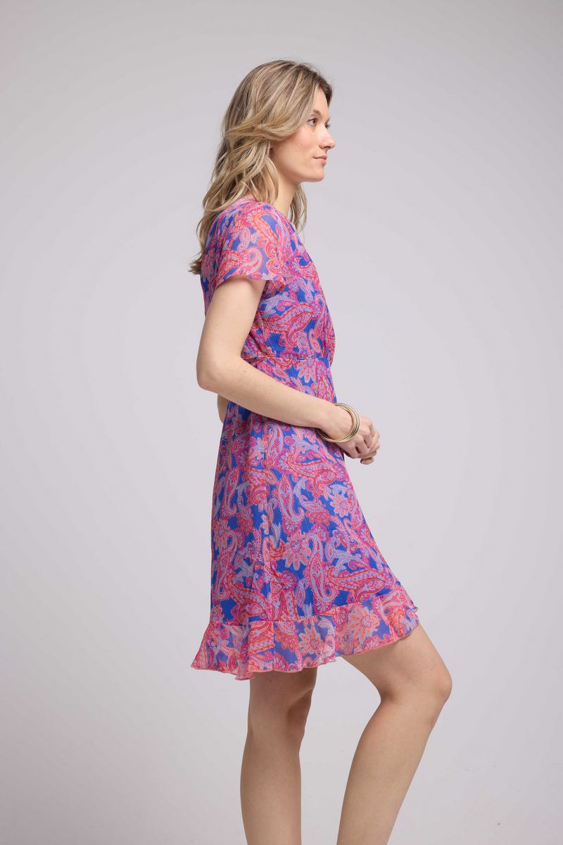 Vestido Corto Manga Corta - Cashmere Azul Rosa