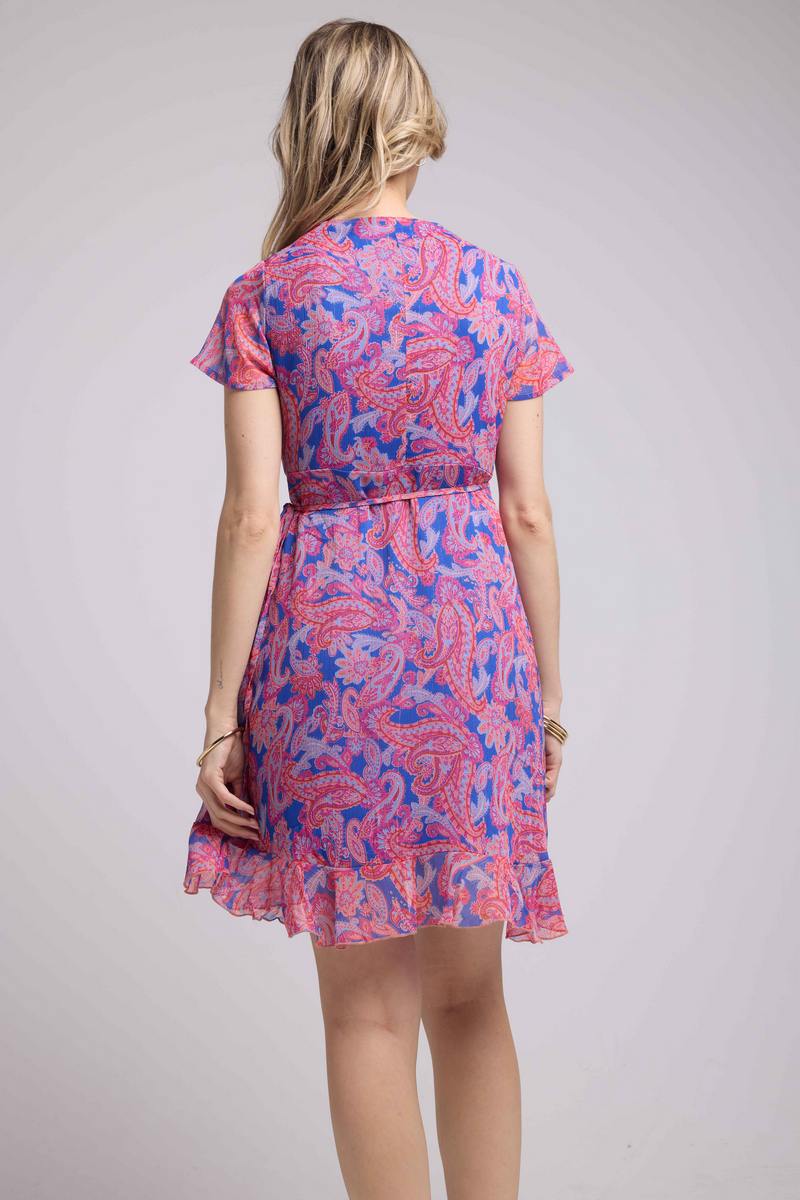 Vestido Corto Manga Corta - Cashmere Azul Rosa