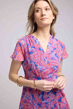 Vestido Corto Manga Corta - Cashmere Azul Rosa