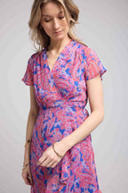 Vestido Corto Manga Corta - Cashmere Azul Rosa