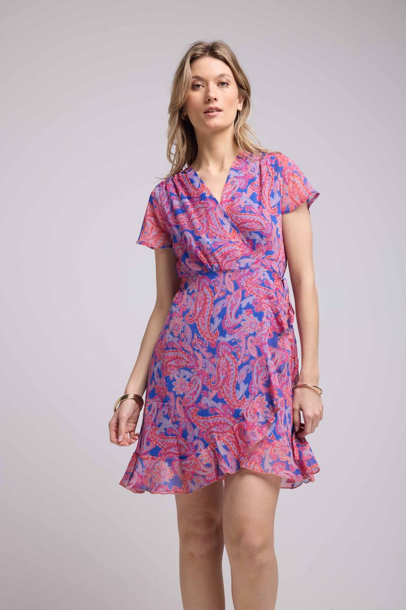 Vestido Corto Manga Corta - Cashmere Azul Rosa