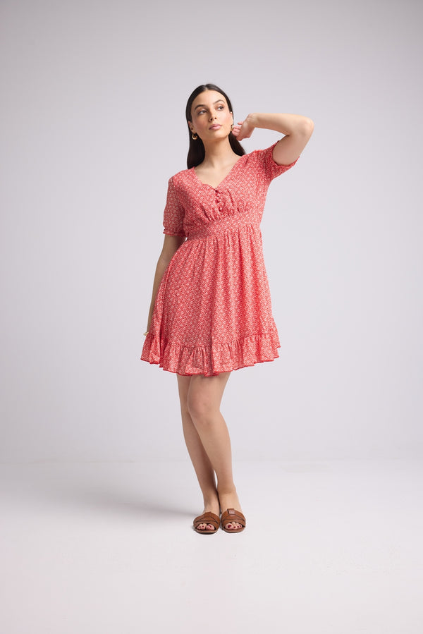Vestido Corto - 63034 - Rojo