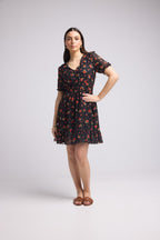 Vestido Corto - 63034 - Negro Rojo