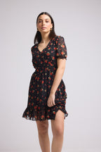 Vestido Corto - 63034 - Negro Rojo