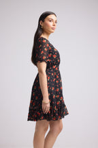 Vestido Corto - 63034 - Negro Rojo