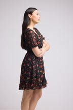 Vestido Corto - 63034 - Negro Rojo