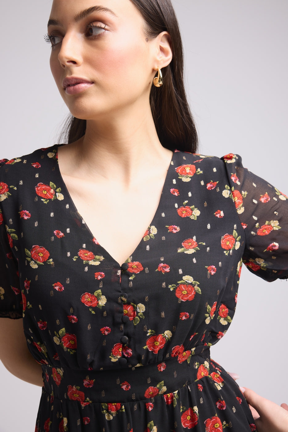 Vestido Corto - 63034 - Negro Rojo