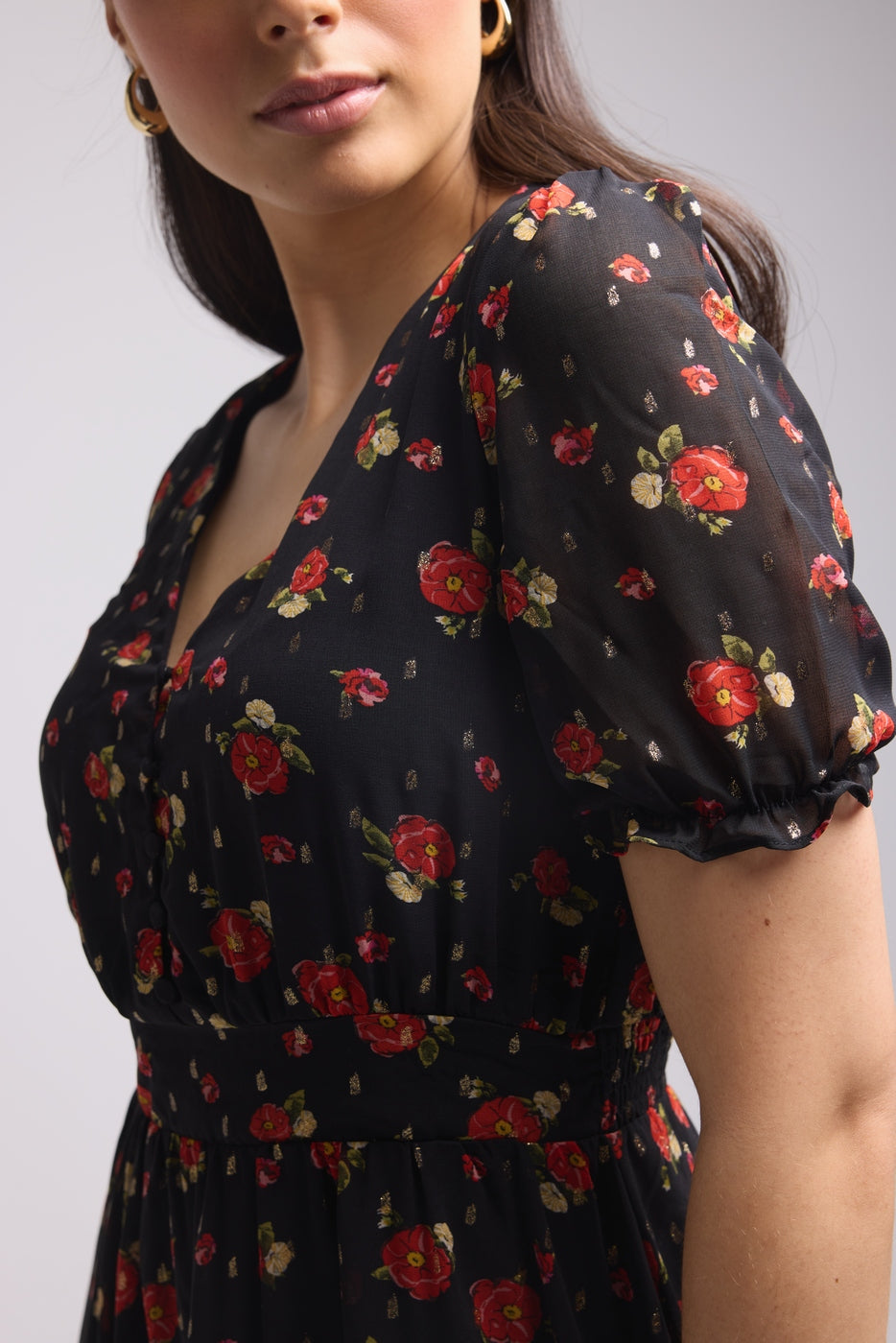 Vestido Corto - 63034 - Negro Rojo