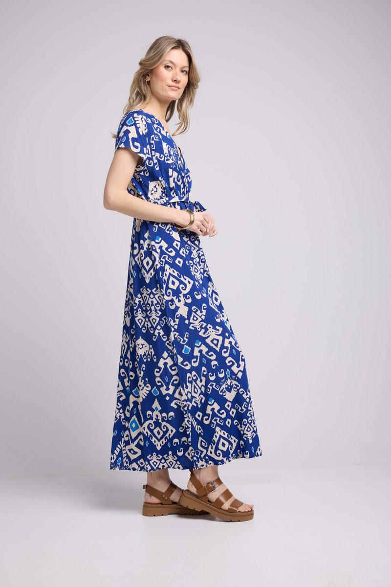 Robe Longue Manches Courtes - Bleu