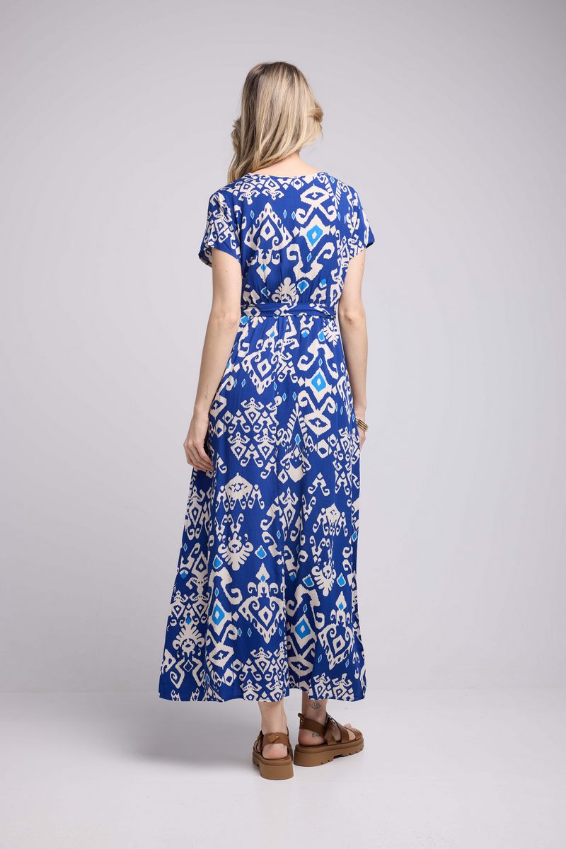 Robe Longue Manches Courtes - Bleu