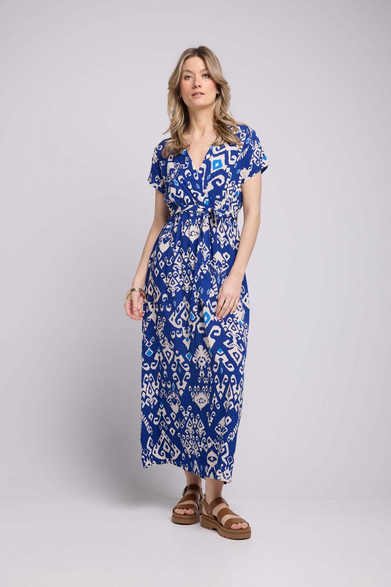 Robe Longue Manches Courtes - Bleu