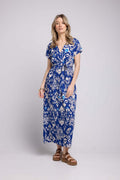 Robe Longue Manches Courtes - Bleu