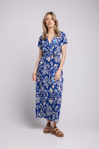 Robe Longue Manches Courtes - Bleu