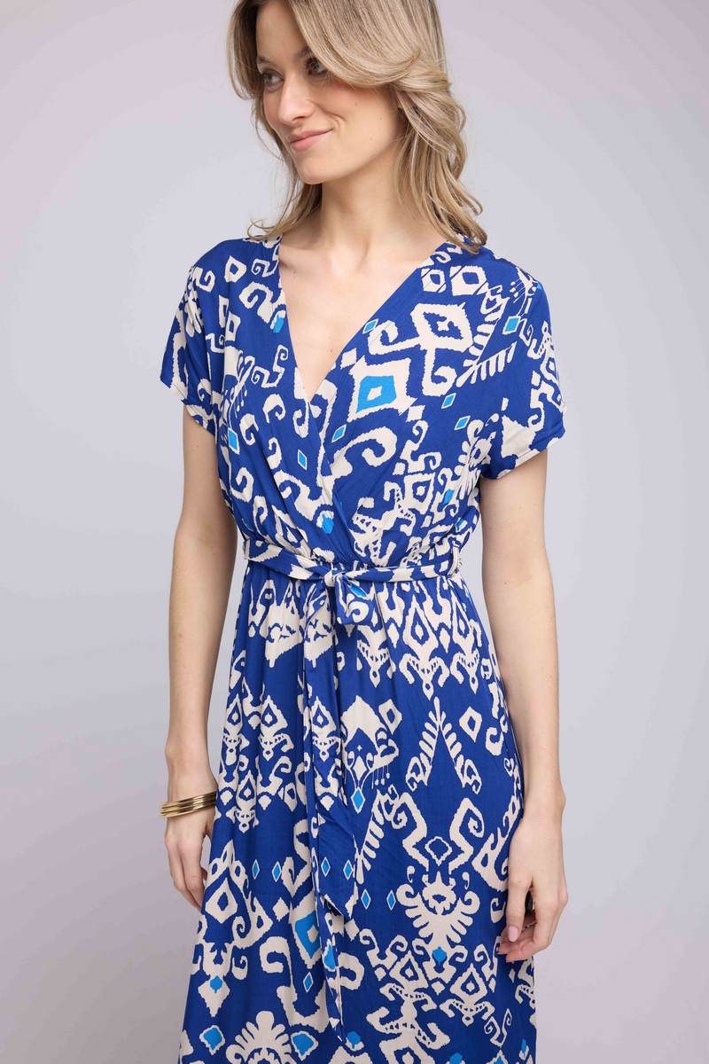 Robe Longue Manches Courtes - Bleu