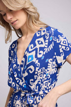 Robe Longue Manches Courtes - Bleu