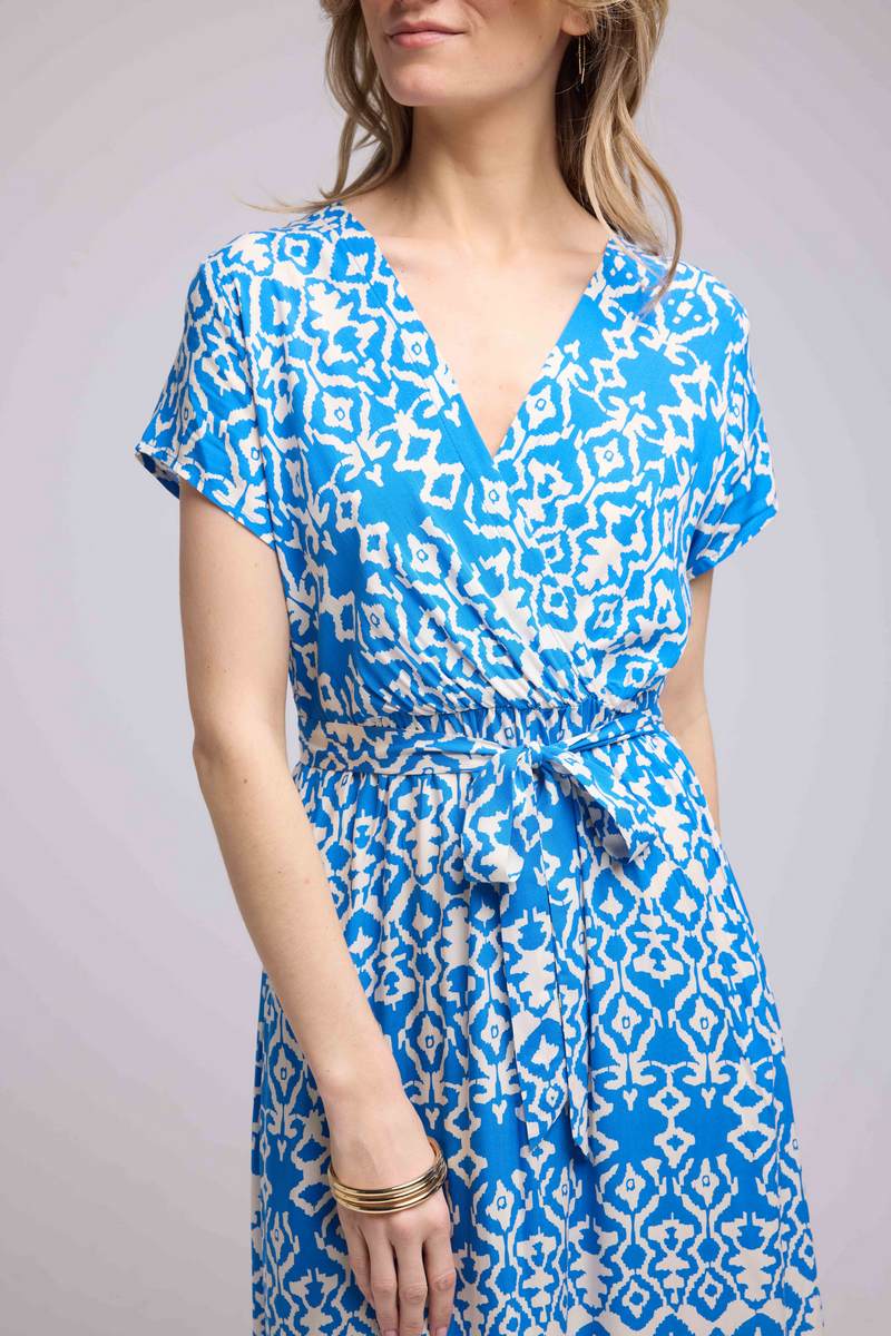 Vestido Largo Manga Corta - Azul Inka