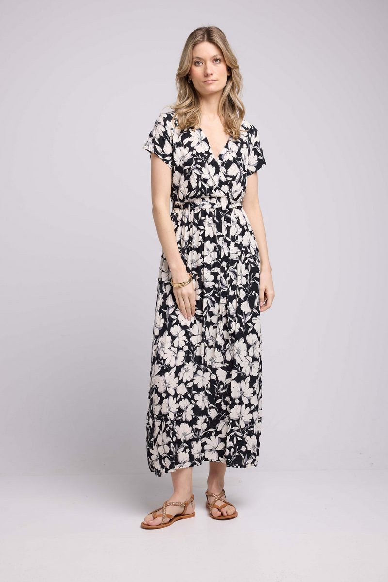 Robe Longue Manches Courtes - Noir