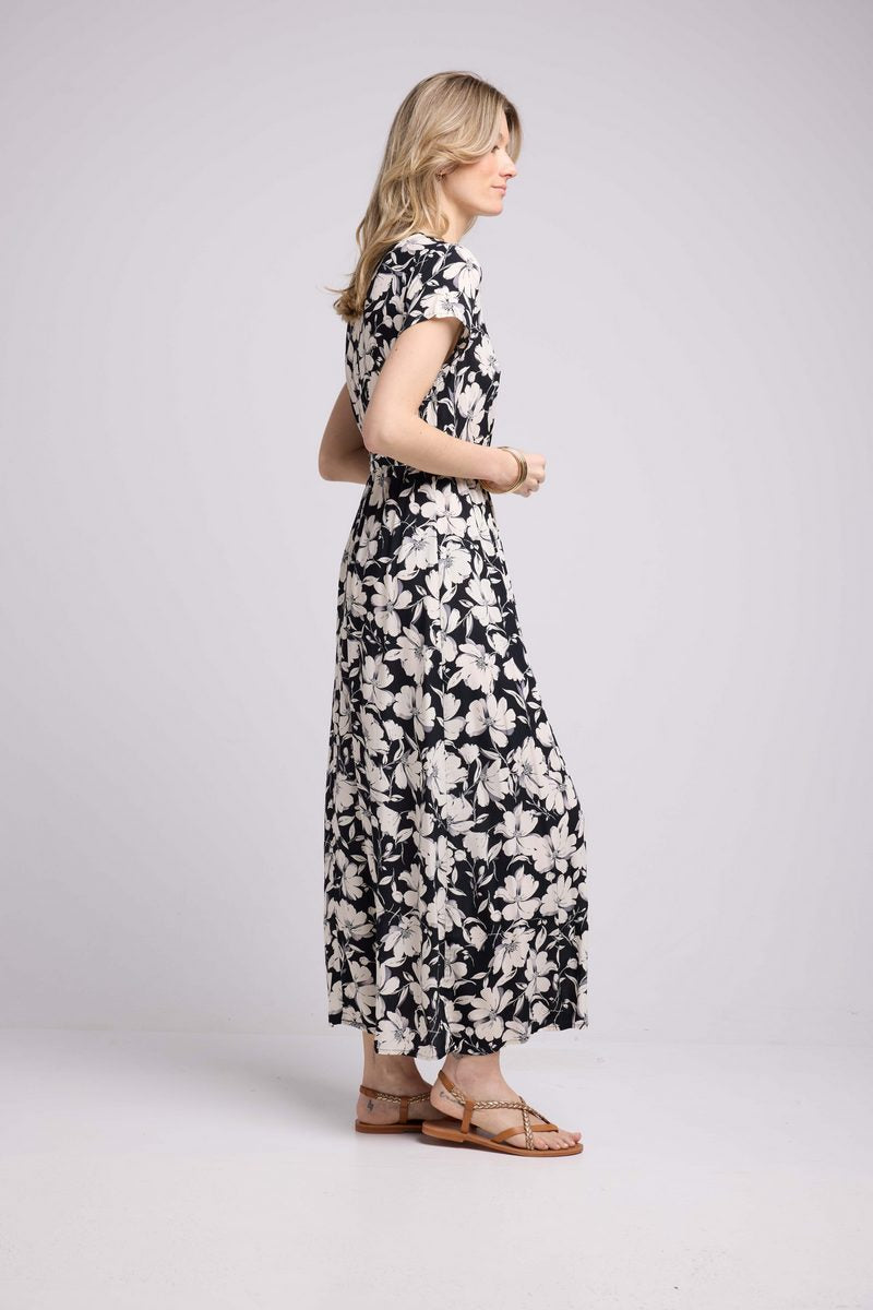 Robe Longue Manches Courtes - Noir