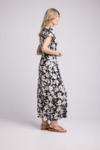 Robe Longue Manches Courtes - Noir