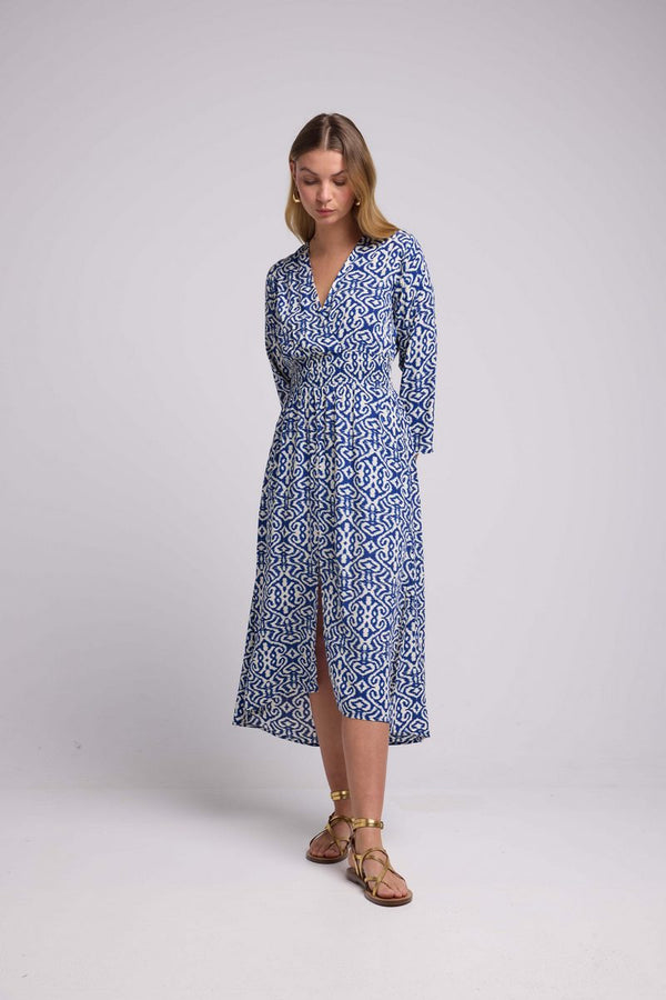 Robe Longue Manches Longues - Bleu