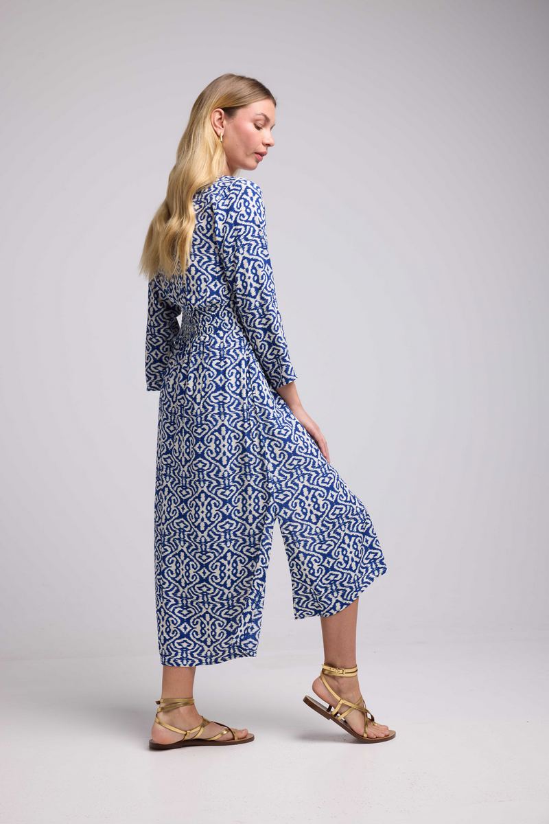 Vestido largo de manga larga - Azul