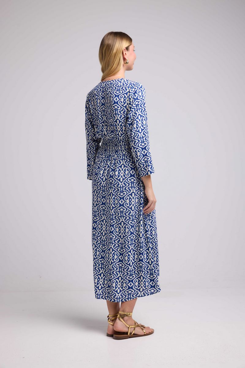 Vestido largo de manga larga - Azul