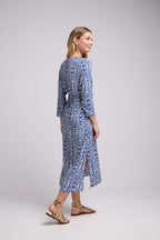 Vestido largo de manga larga - Azul