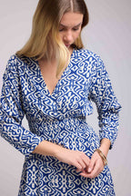 Vestido largo de manga larga - Azul