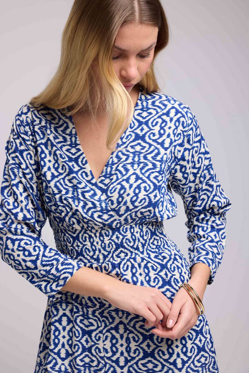 Vestido largo de manga larga - Azul