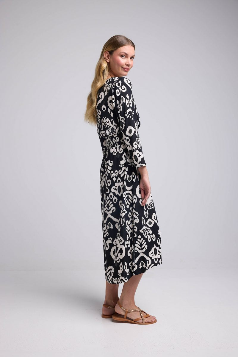 Vestido largo de manga larga - Negro