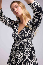 Vestido largo de manga larga - Negro