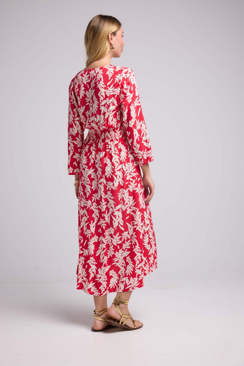 Vestido largo de manga larga - Rojo