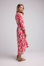Vestido largo de manga larga - Rojo