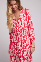 Vestido largo de manga larga - Rojo