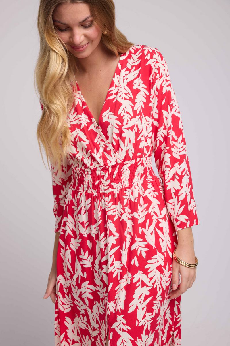 Vestido largo de manga larga - Rojo