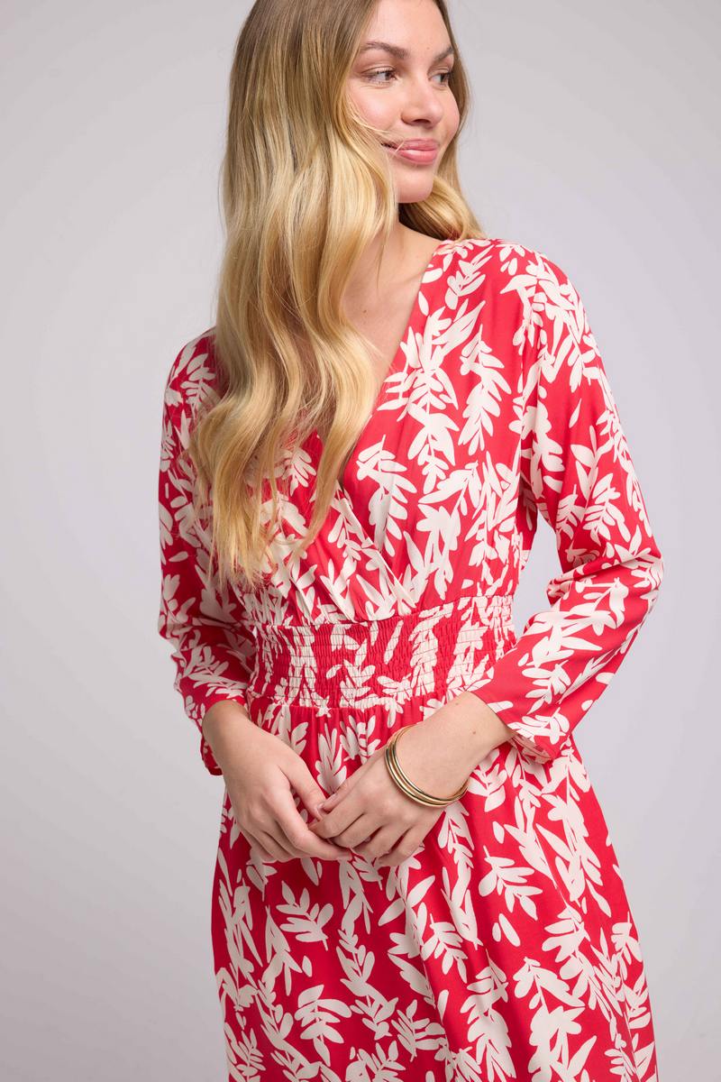 Vestido largo de manga larga - Rojo