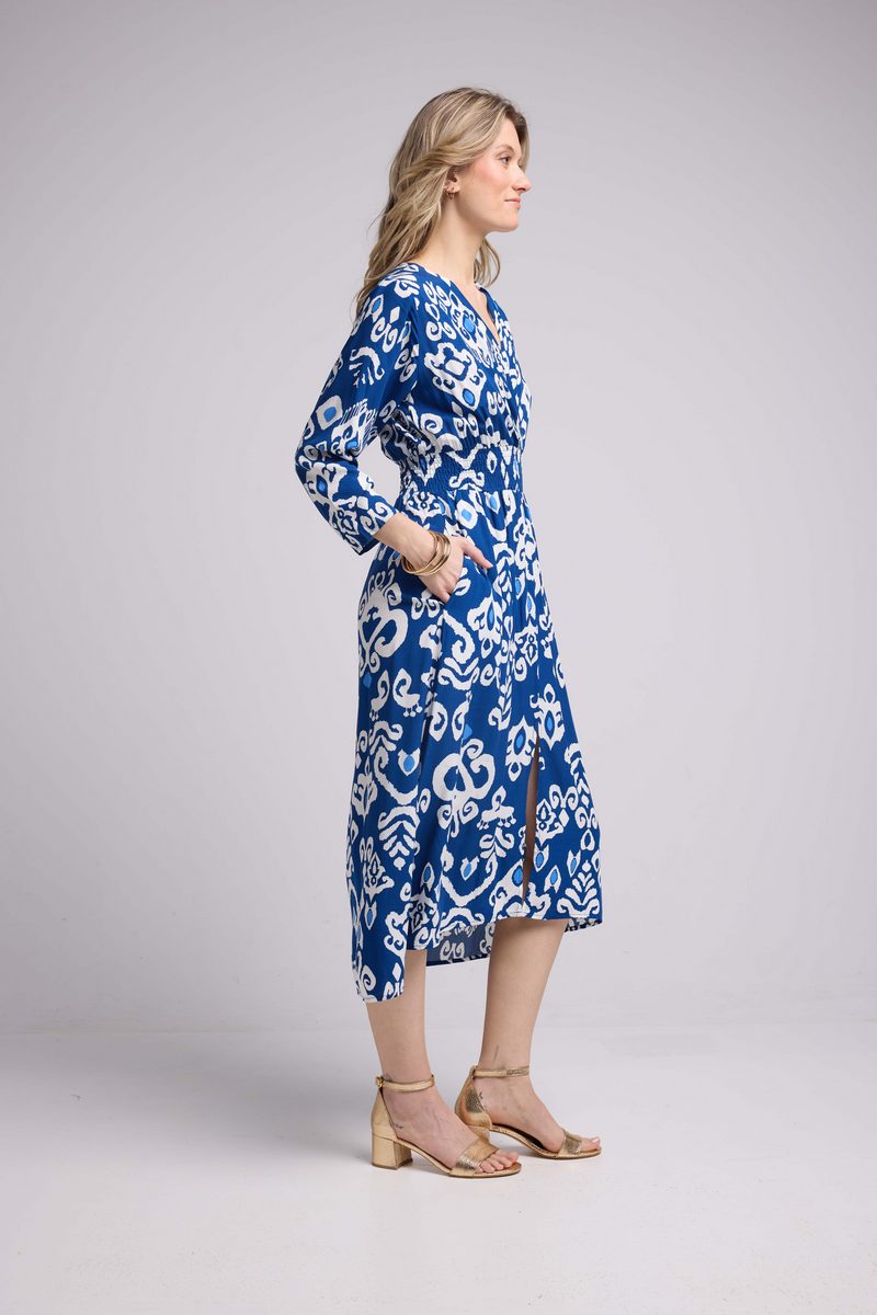 Vestido largo de manga larga - Azul marino