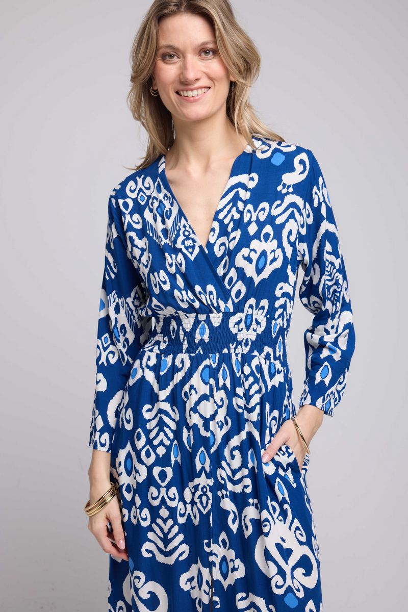 Vestido largo de manga larga - Azul marino