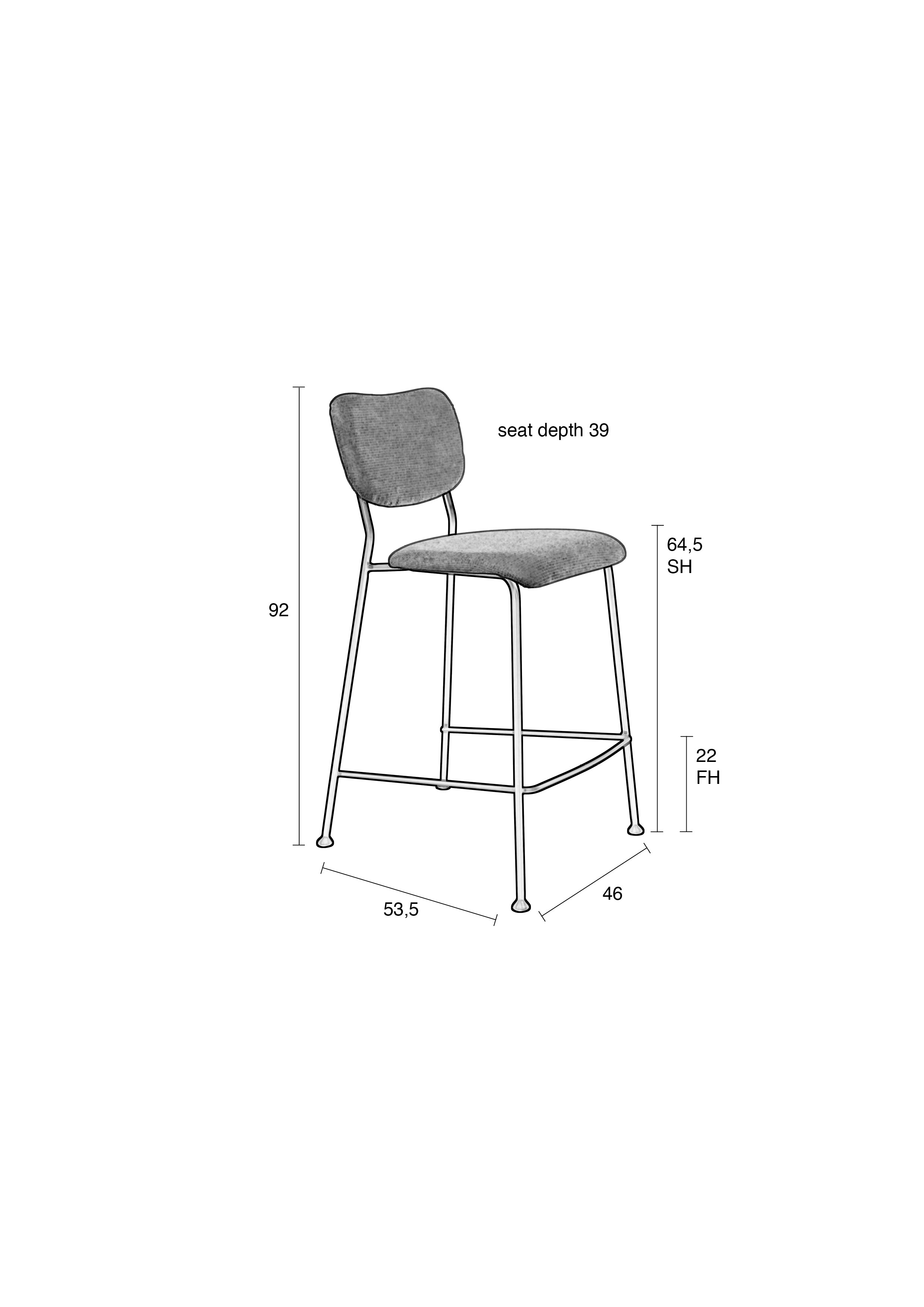 Benson 64,5 Cm - Tabouret De Bar & De Comptoir - Tissu - Bleu Foncé