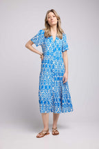 Robe Longue Manches Courtes - Bleu