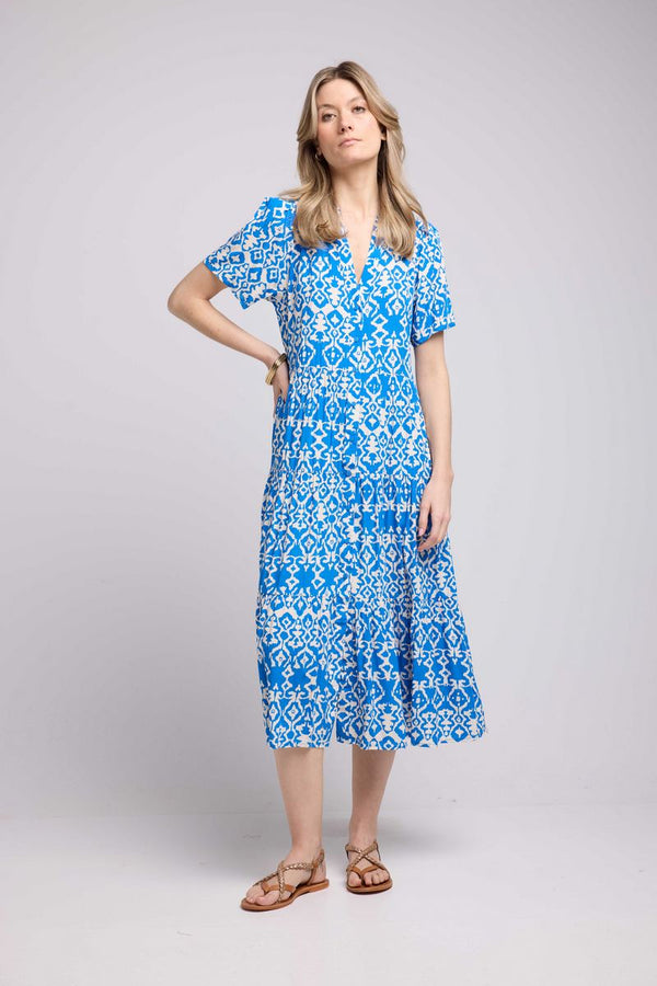 Long Short Sleeve Dress - Blue