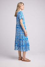 Robe Longue Manches Courtes - Bleu