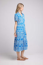 Robe Longue Manches Courtes - Bleu