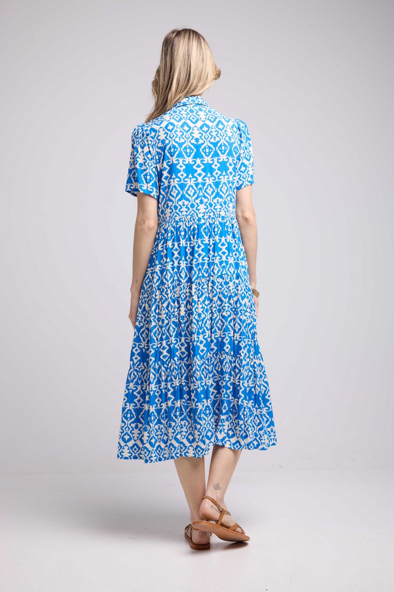Robe Longue Manches Courtes - Bleu