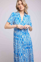 Robe Longue Manches Courtes - Bleu