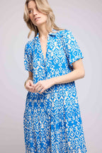 Robe Longue Manches Courtes - Bleu