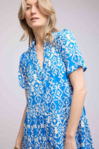 Robe Longue Manches Courtes - Bleu